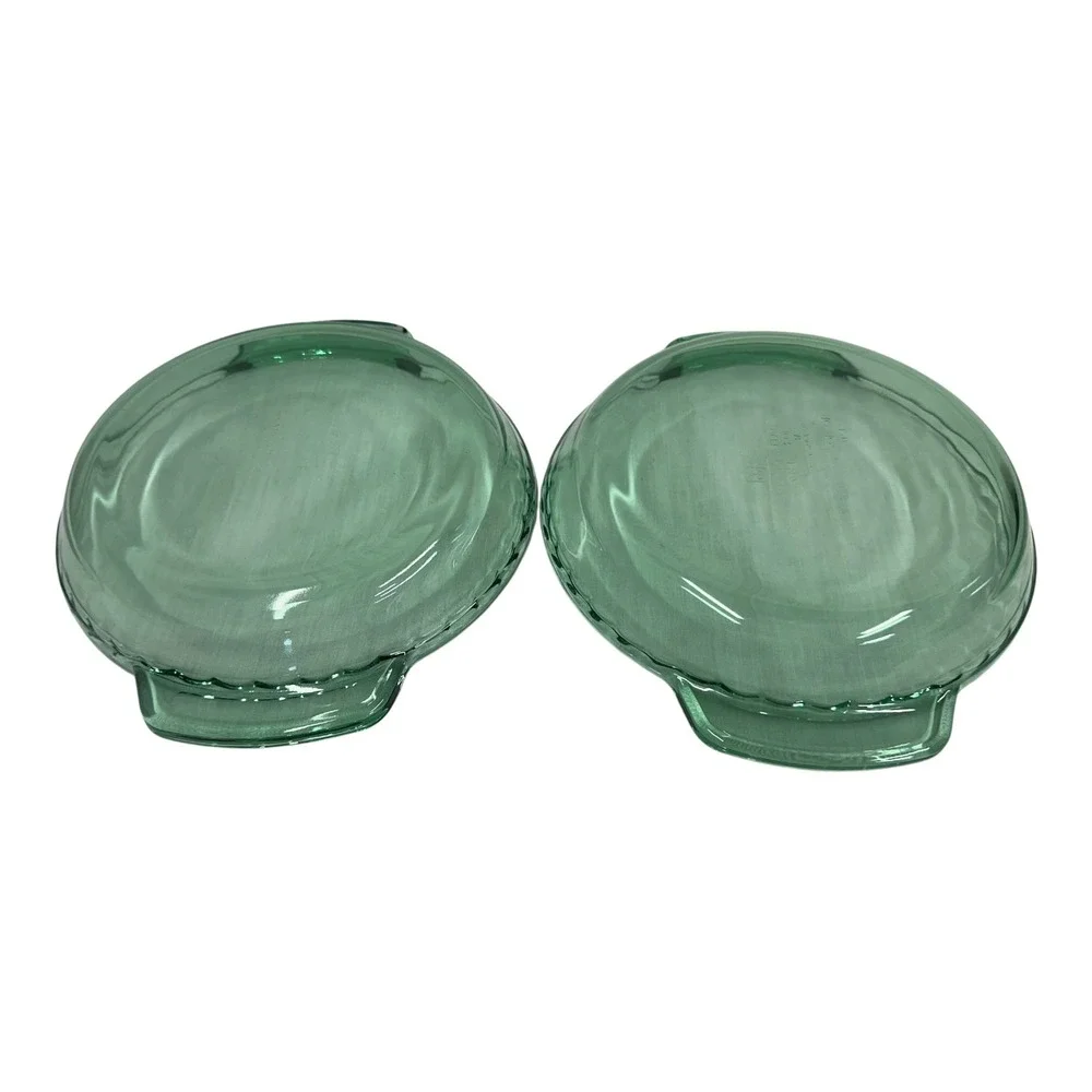 Anchor Hocking Fire-King Green Glass Deep Pie Plate 9in 1Qt Set of 2 1075